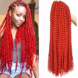 Red Passion Twist Hair 30” • 7 Packs‎ Water Wave Crochet Braids • Boho/Butterfly